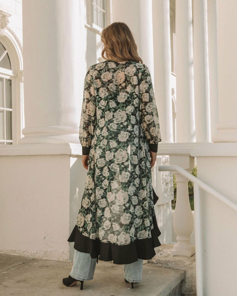 Clothing * | On T-001 Versailles Printed Wrap Duster Final Sale