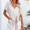 Clothing * | Must-001 Kathryn Cotton Pocketed Tie Romper Natural Final Sale