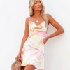 Clothing * | Olia-001 Special Event Cotton Candy Skies Satin Tie Dye Slip Mini Dress Final Sale