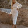 Clothing * | Flat-001 Maryam Cotton Sheer Crochet Maxi Dress White Final Sale Bride To Be