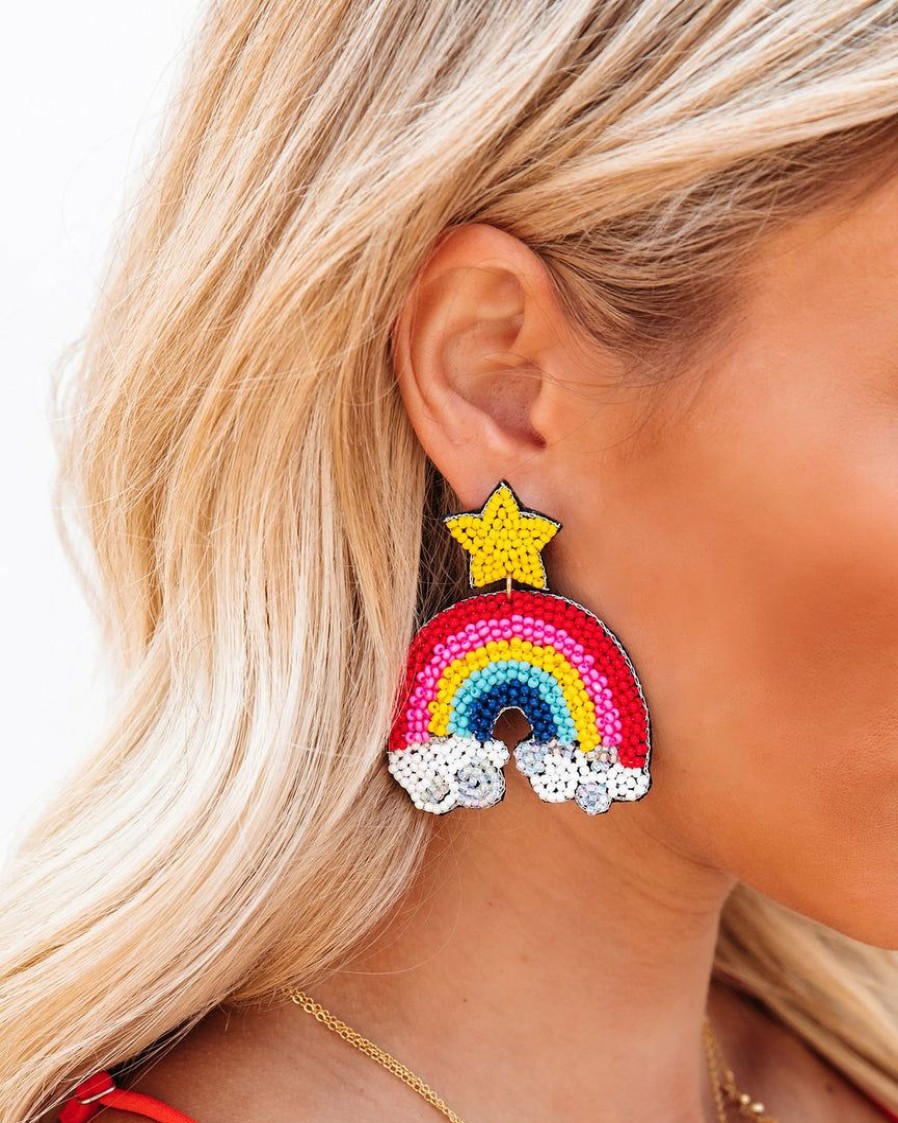 Jewelry * | Pann-001 Starlight Rainbow Beaded Statement Earrings Final Sale