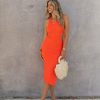 Clothing * | Fore-001 Take Me To Miami Kajus Ribbed Cutout Knit Midi Dress Tomato Red Final Sale