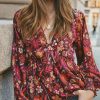 Clothing * | Btfl-001 Village Views Floral Tie Front Babydoll Blouse Final Sale Tops