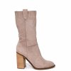 Shoes * | Free-002 Brooks Faux Suede Heeled Slouch Boot Taupe Final Sale