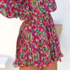 Clothing * | Endl-001 Bougainvillea Floral Pleated Mini Skirt Final Sale Chic Matching Sets