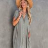 Clothing * | Dee-001 Hamptons Pocketed Button Down Tunic Olive Tops