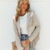 Clothing * | Tcec-001 Cody Faux Suede Fringe Jacket Stone Final Sale Coats & Jackets