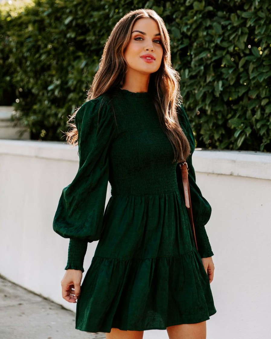 Clothing * | Suga-001 Dresses Now Look At You Smocked Dress Emerald