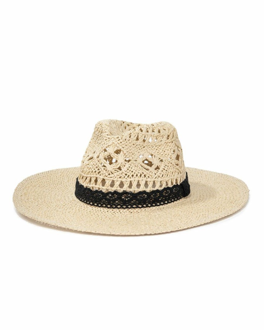 Accessories * | Fame-001 Sunny Daze Bondi Lace Straw Hat Natural Final Sale