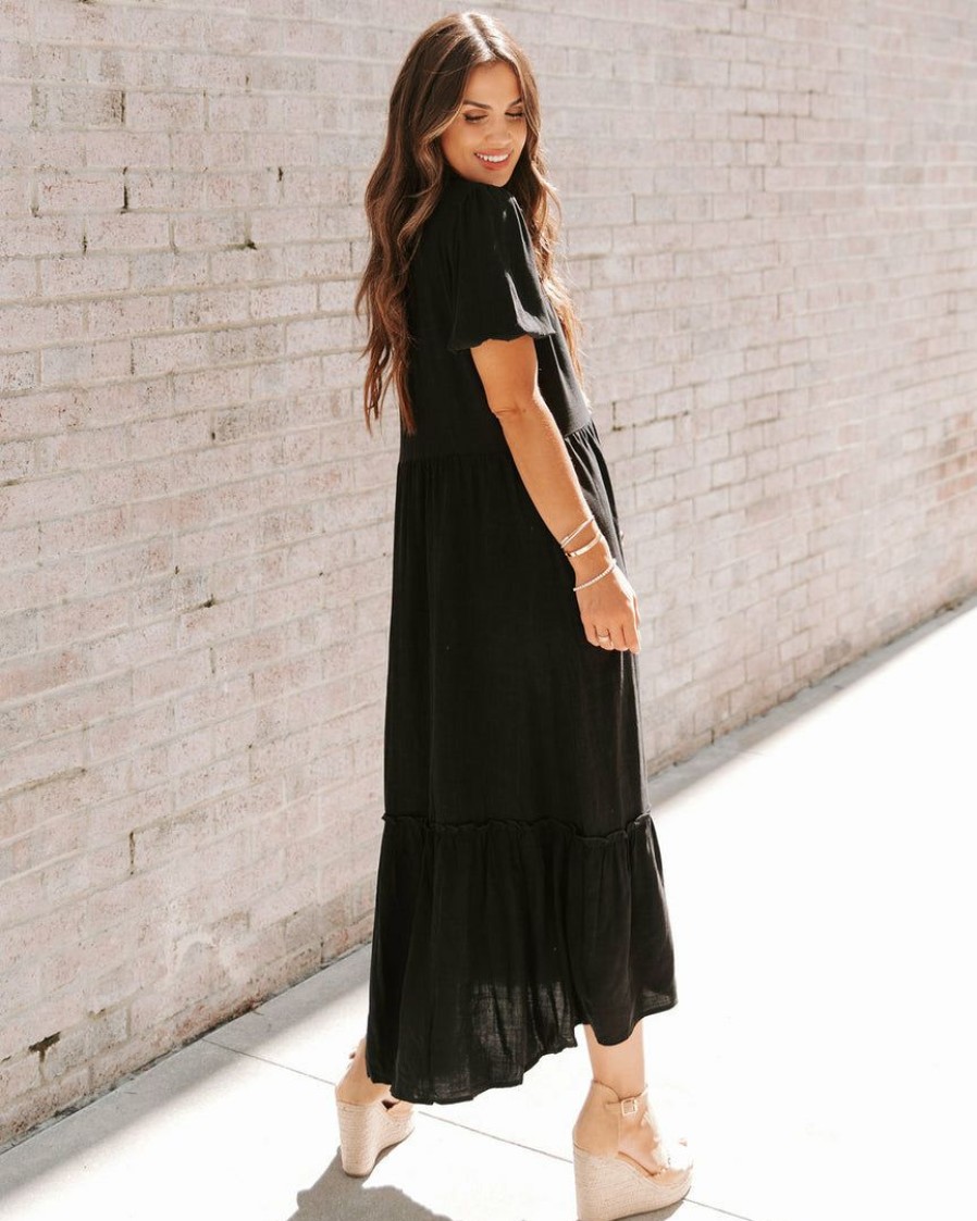 Clothing * | Love-003 Sunny Daze Marion Button Down Maxi Dress Black