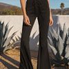 Clothing * | Acoa-001 Bottoms Desert Dancer Faux Suede Flare Pants Black Final Sale