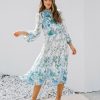 Clothing * | Salt-001 Tempe Floral Ruffle Midi Dress Blue Special Event