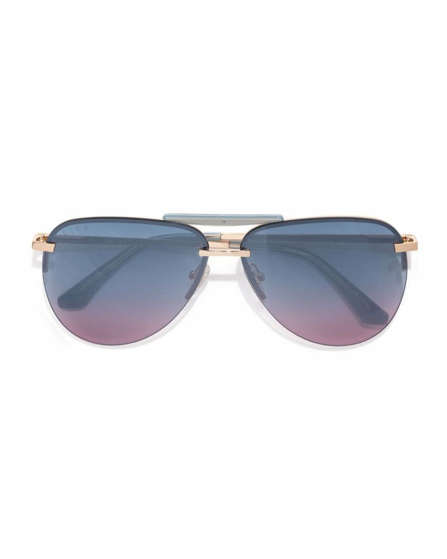 Accessories * | Diff-001 Vici X Diff Tahoe Aviator Sunglasses Gold Blue Lavender Flash Final Sale Sunny Daze