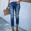 Clothing * | Kanc-001 Universal Mid Rise Distressed Skinny Dark Wash Flash Sale