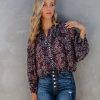 Clothing * | Dres-001 Vici Exclusives Hawthorn Printed Button Down Crop Blouse Final Sale