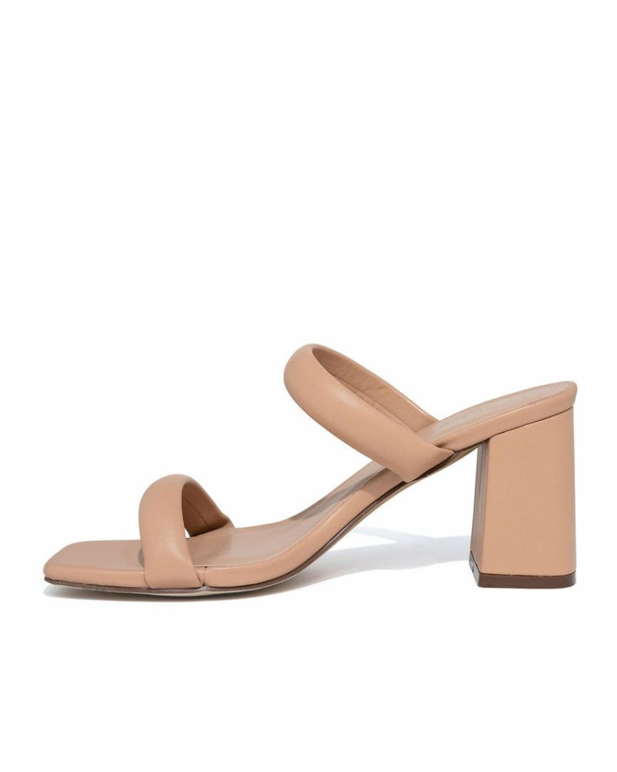 Shoes * | Shu -001 Guest Of Wedding Schena Square Toe Heeled Sandal Nude Final Sale