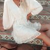 Clothing * | Aeom-001 Trella Button Down Lace Babydoll Dress Cream Final Sale