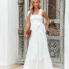 Clothing * | Salt-001 Sweet Summertime La Paz Smocked Crochet Lace Maxi Dress White Final Sale