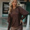 Clothing * | On T-001 Marita Sequin Puff Sleeve Blouse Brown Final Sale