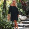 Clothing * | Newb-001 The Vacation Shop Samson Off The Shoulder Ruffle Tiered Dress Black Final Sale