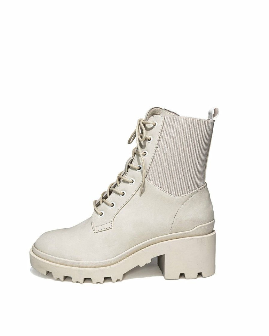 Shoes * | Band-002 Shoes Willa Heeled Lace Up Boot Cream