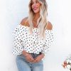 Clothing * | Salt-001 Vici Exclusives Jossa Off The Shoulder Ruffle Tiered Blouse Black White Dot Final Sale