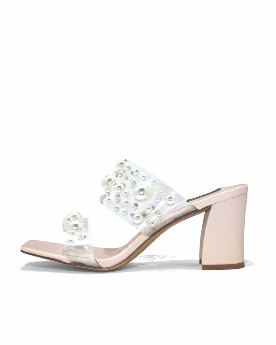 Shoes * | Prim-001 Take Me To Miami Gracelia Pearl Embellished Heeled Sandal Final Sale