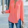 Clothing * | Oliv-001 To The Fullest Split Neck Blouse Coral Flash Sale