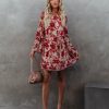 Clothing * | Aeom-001 Calgary Floral Velvet Tie Dress Mini Dresses