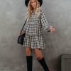 Clothing * | Lumi-001 Urika Cotton Blend Plaid Babydoll Dress