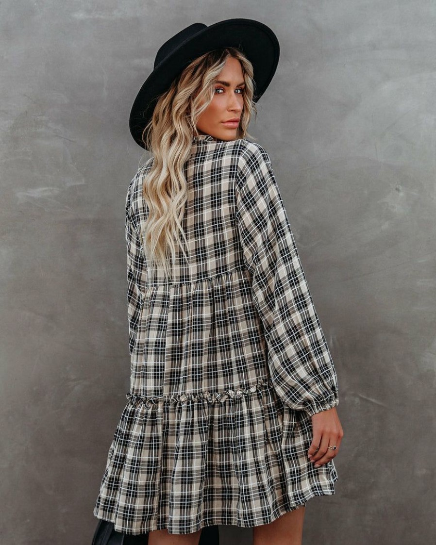 Clothing * | Lumi-001 Urika Cotton Blend Plaid Babydoll Dress