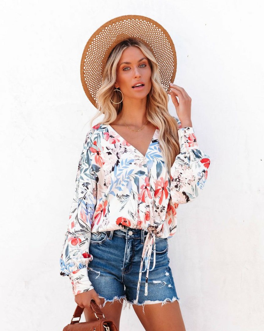 Clothing * | Dres-001 Sweet Summertime Roxette Floral Drape Top Final Sale