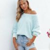 Clothing * | Buck-001 Lizabeth Cotton Thermal Knit Top Mint Final Sale