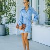 Clothing * | On T-001 Tribeca Pocketed Button Down Denim Dress Final Sale