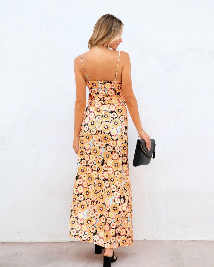 Clothing * | Dee-001 Guest Of Wedding Foxy Lady Floral Belted Slip Maxi Dress