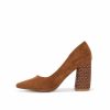 Shoes * | Prim-001 Shoes Mary Faux Suede Pumps Chestnut Final Sale