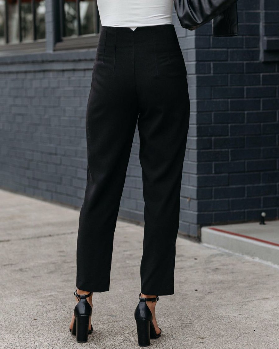 Clothing * | Do+B-001 Jazlyn Pocketed High Rise Trousers Black