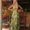 Clothing * | Luxx-001 The Vacation Shop You Had Me At Aloha Printed Tiered Maxi Skirt Olive Final Sale