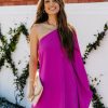 Clothing * | Tych-001 Dresses Side To Side One Shoulder Statement Dress Orchid