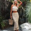 Clothing * | Mabl-001 Ivie Crochet Tassel Midi Skirt Cream Final Sale Skirts