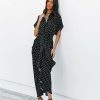 Clothing * | Mabl-001 Aurielle Polka Dot Tie Front Midi Shirt Dress Black Final Sale Vici Exclusives