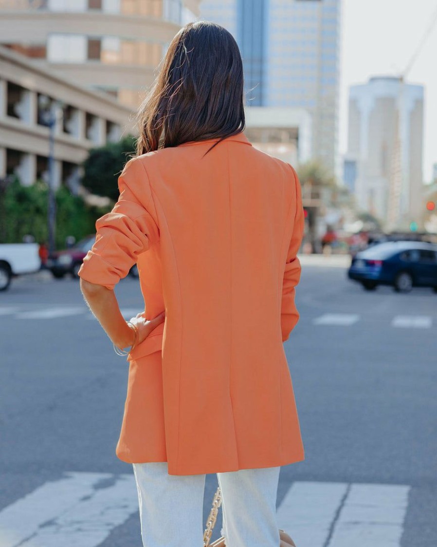 Clothing * | Fore-001 Joslyn Pocketed Blazer Orange Take Me To Miami