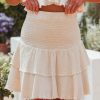 Clothing * | Endl-001 Jehana Cotton Frayed Tiered Mini Skirt Beige Final Sale