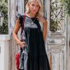 Clothing * | Endl-001 East Coast Pocketed Tiered Babydoll Dress Black Final Sale