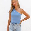 Clothing * | Oliv-001 Dalex Ribbed One Shoulder Top Slate Final Sale