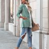 Clothing * | Fore-001 Coats & Jackets Shea Pocketed Plaid Blazer Green Final Sale