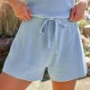 Clothing * | All-001 Vici Exclusives Ash Cotton High Rise Shorts Sky Blue Final Sale