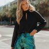 Clothing * | On T-001 Festive Flair Sequin High Rise Shorts Teal