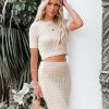 Clothing * | Fore-001 Chic Matching Sets Joplin Cotton Short Sleeve Crop Top Beige