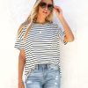 Clothing * | Wish-001 Ferdi Cotton Striped Tee Final Sale Tops